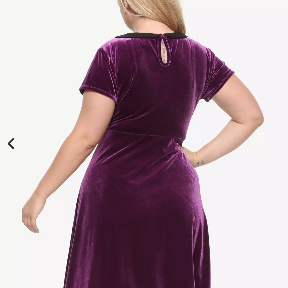 Purple Velvet Dress with Peter Pan Collar - Picture 4 of 4